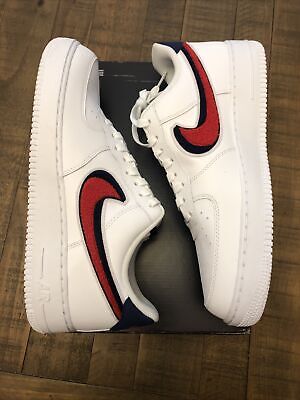 Nike Air Force 1 Low 3D Chenille Swoosh White Red Blue Men's - 823511-106 -  US