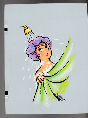 MOTHERS DAY Cute Cartoon Woman in Shower Cap Greeting