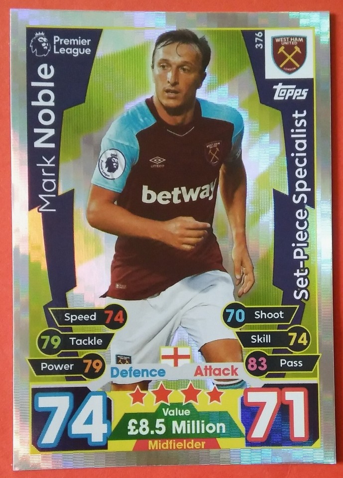Match Attax Extra West Ham x7 cards Lanzini, Arnautovic, Noble