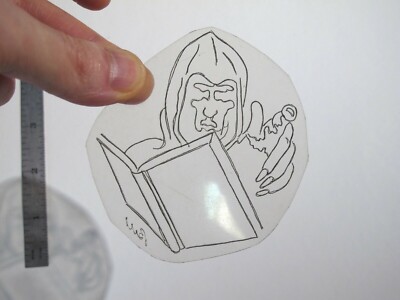 vtg 1960s 70s Tattoo Flash acetate stencil Spellcasting Sorceror signed REP1