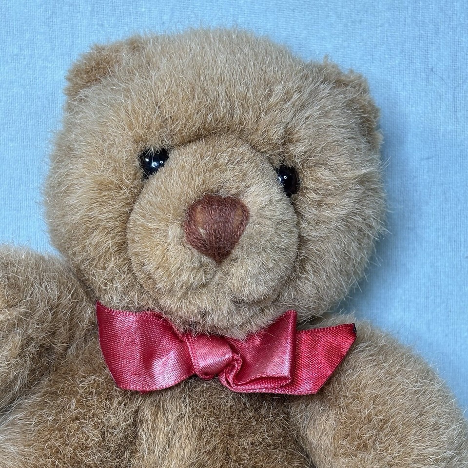 Vintage Dakin 1990 Brown Plush Teddy Bear – Red Bow – 14” Stuffed ...