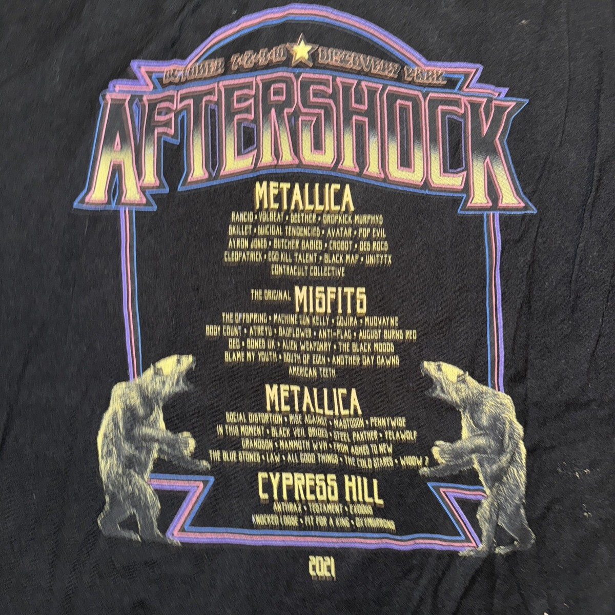 2021 AfterShock Concert T-Shirt Black XL Metallica, Misfits