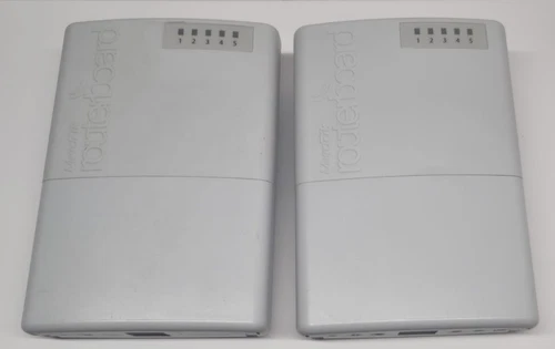 2x MikroTik PowerBox RB750P-PBr2 Outdoor Routers + 24V Power Supplies