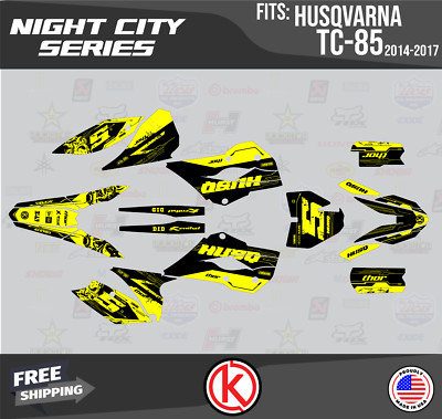 Graphics Kit for Husqvarna TC85 2014 2015 2016 2017 NightCity  Yellow Shift