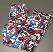 Marvel Captain America Pajama Pants Boys Large Or Mens Small 100 Cotton 30x26