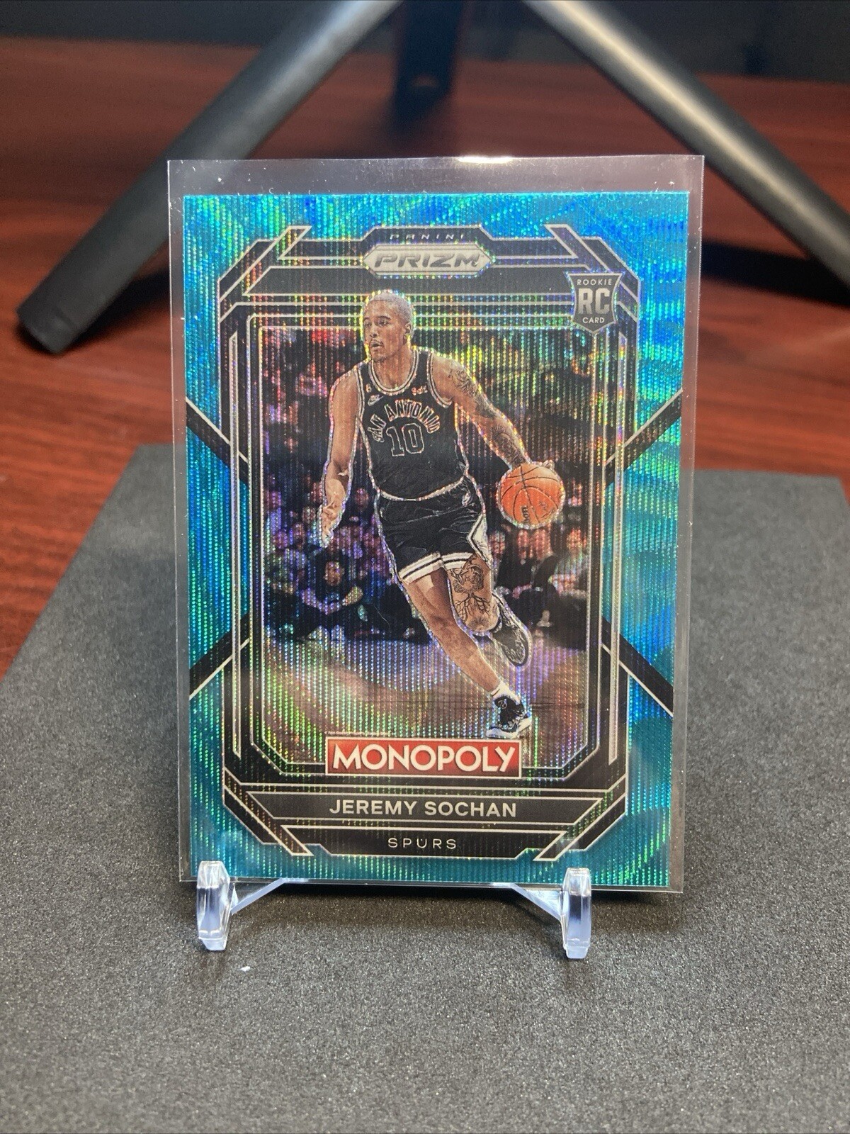 2022-23 Panini Prizm Monopoly #80 Jeremy Sochan Teal Wave Prizm RC