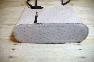 Made in Italy Light Gray Ostrich Leather Convertible Tote  display picture 1