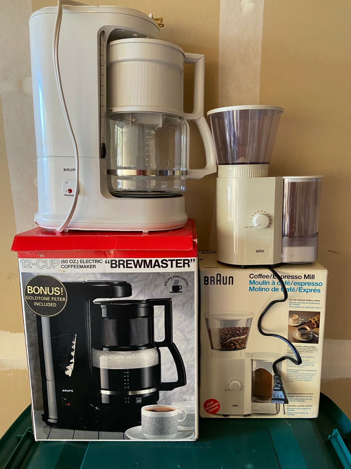 Vintage KRUPS BREWMASTER 12 CUP COFFEE MAKER BRAUN KMM30 ESPRESSO MILL