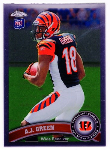 A.J. Green [Looking Left Purple Refractor] #150 2011 Topps Chrome card
