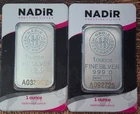 🔥2x- 1oz NADIR METAL RAFINERI SILVER BAR .999 FINE — SIGMA VERIFIED IN ASSAY 🔥