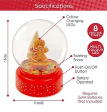Weihnachten Schneekugel Lebkuchenmann musikalisch LED Licht batteriebetrieben Xmas