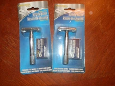 Assured For Men Safety Razor Double Edge Stainless Steel W/5 Blade Pack Lot of 2