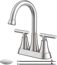 Bathroom Faucets for Sink 3 Hole, Hurran 4 Inch Brushed Nickel Bathroom Sink Fau
