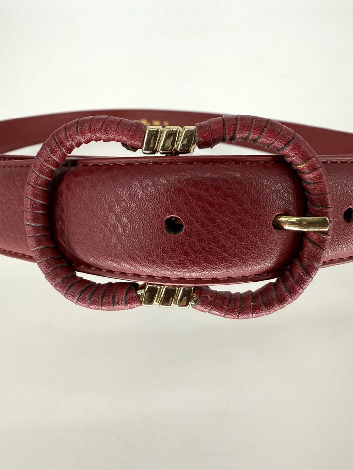 Cinturón Carpisa Mujer Mediano Cuero Borgoña Tono Dorado Envoltura Hebilla Ovalada 3032 04 Foto 2 de 4