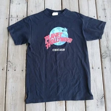 Vintage 90s Planet Hollywood Chicago T Shirt  Small Black USA Made Single Stitch