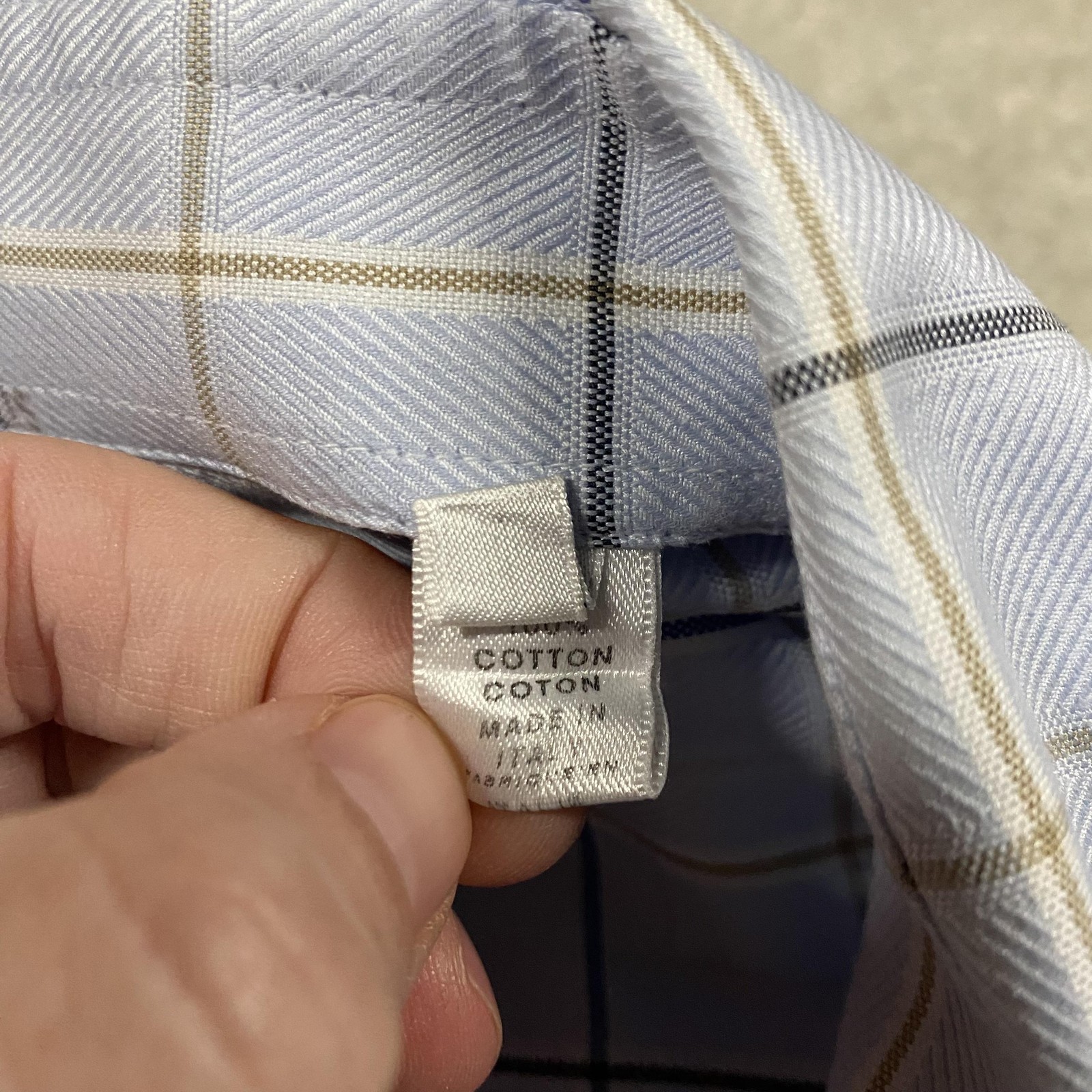 Armani Collezioni Shirt Mens 17 43 Large Blue Check Luxury Made Italy Formal