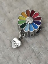 Sterling Silver Hope Engraved Colourful Flowe...