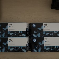 4 HP 738 300-ml Cyan DesignJet Ink Cartridge, 676M6A