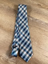 Geoffrey Beene Blue  White Checkered Neck Tie one size Work Office casual NWOT