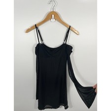 Womens Cold Shoulder Mini Dress XS Black Mesh Sheer Whimsigoth Dark Fairy