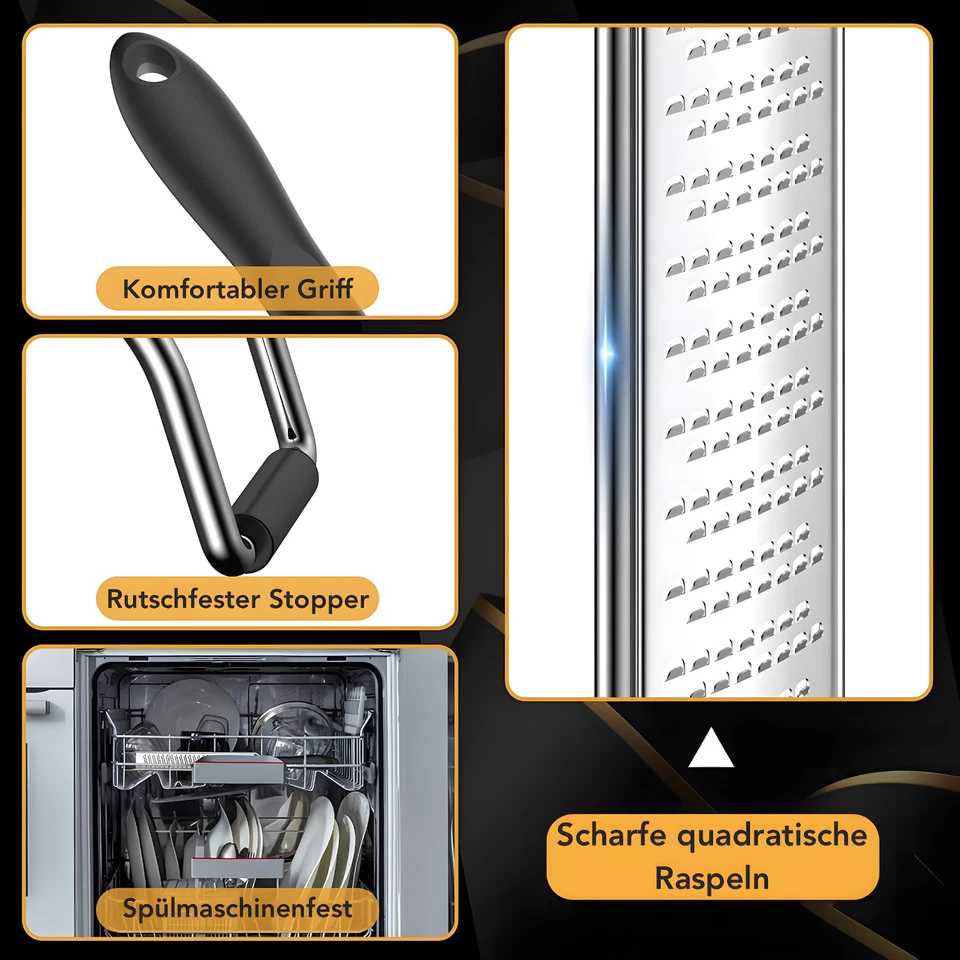 AVANA Zester Reibe aus Edelstahl mit Schutzabdeckung Käsereibe Handreibe Raspel - Bild 3 von 4