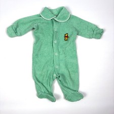 VTG 70s Sears Winnie the Pooh Sleeper Sz NB Up to 13 lbs Mint Green Terry Cloth