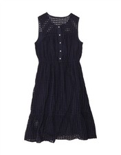 J. CREW Womens Sleeveless A-Line Dress US 6 Medium Navy Blue Cotton AZ01