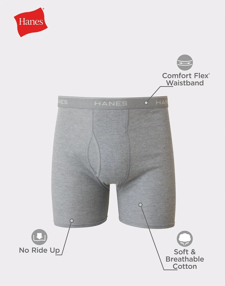 Hanes Men's 10-Pack Boxer Briefs ComfortFlex Waistband Soft Stretch Assorted - Image 2 of 4