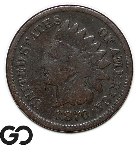 1870 Indian Head Cent Penny, Tough VG Better Date