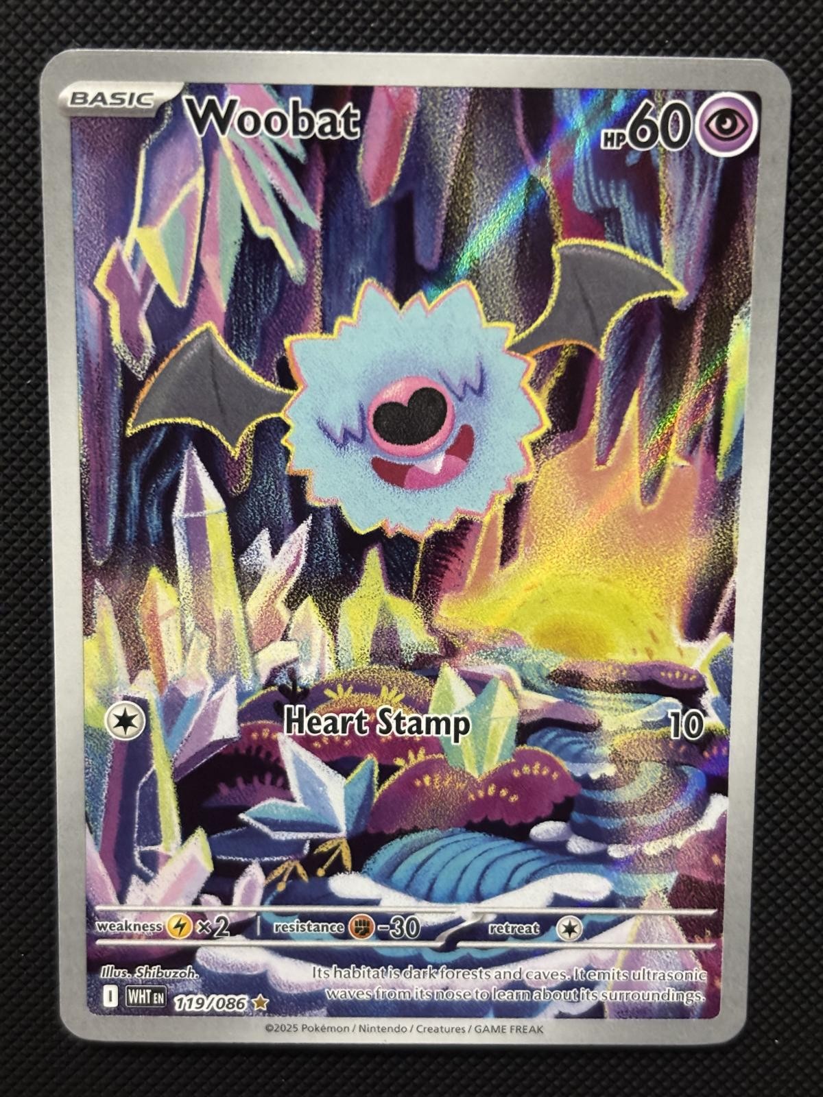Woobat 119/086 Illustration Rare White Flare Pokemon Holo Near Mint