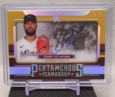 2023 Sandy Alcantara Topps Five Star Pentamerous Penmanship Gold Auto #/5