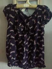 Next navy print cap sleeve top with tie to fit size medium new without tags