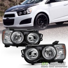 2012-2016 Chevy Sonic Headlights Headlamps Black Bezel Replacement Leftright