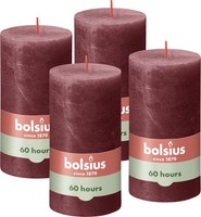 bolsius Rustikale Stumpenkerze Dunkelrot 13X7Cm 4Er Set Kerzen Deko