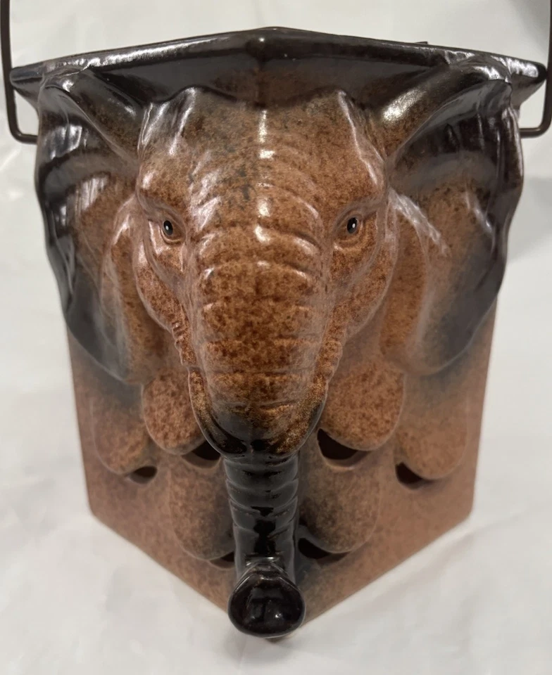 Elephant Ceramic Candle Holder Lantern Amazing Detailing Table Top or Hang EUC - Image 3 of 4