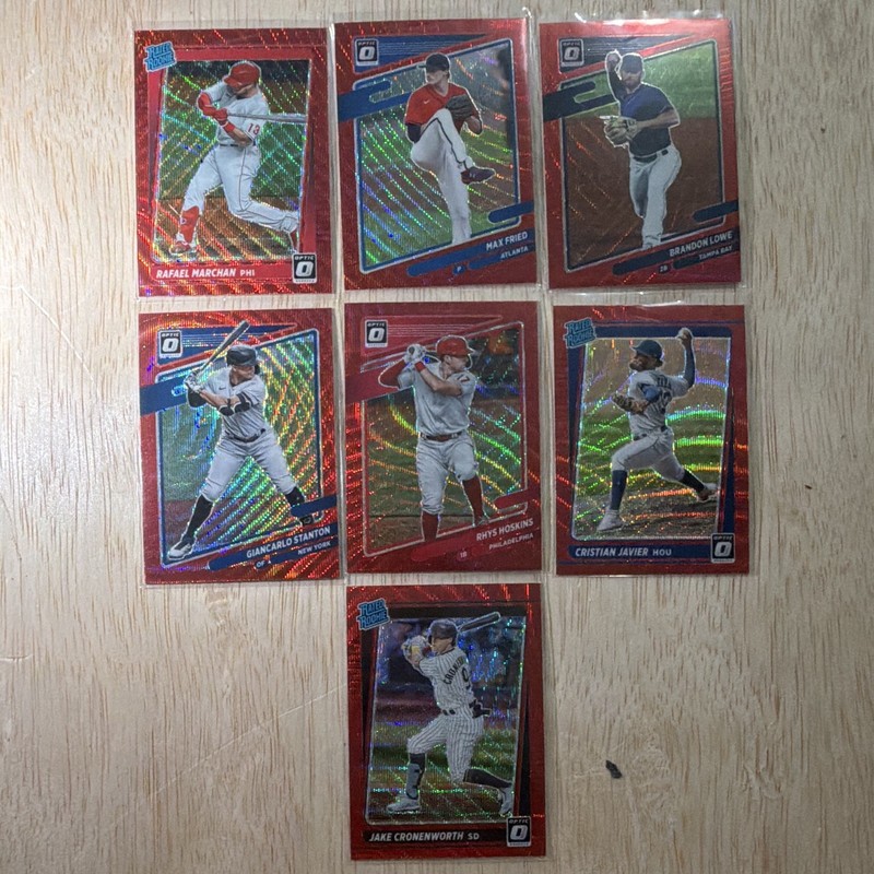 Donruss 2021 Optic Baseball Red Prizm Rated Rookie MLB 7-Card Lot
