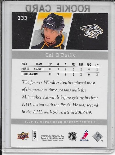2009-10 Upper Deck Cal O'Reilly Young Guns Rookie # 233 - Picture 2 of 2