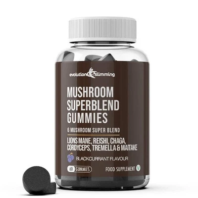 EVOLUTION SLIMMING Mushroom Super Blend Gummies with Lion's Mane, Chaga, Cordyceps, Tremella, Maita