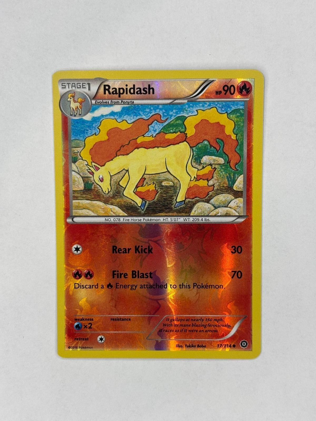 Rapidash 17/114 Uncommon Steam Siege Pokemon Reverse Holo Near Mint