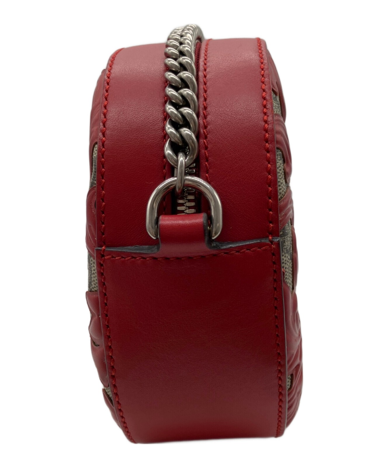 GUCCI Chain Shoulder Bag Red Beige Leather Italy Model 409535 SN2597 thumbnail 14