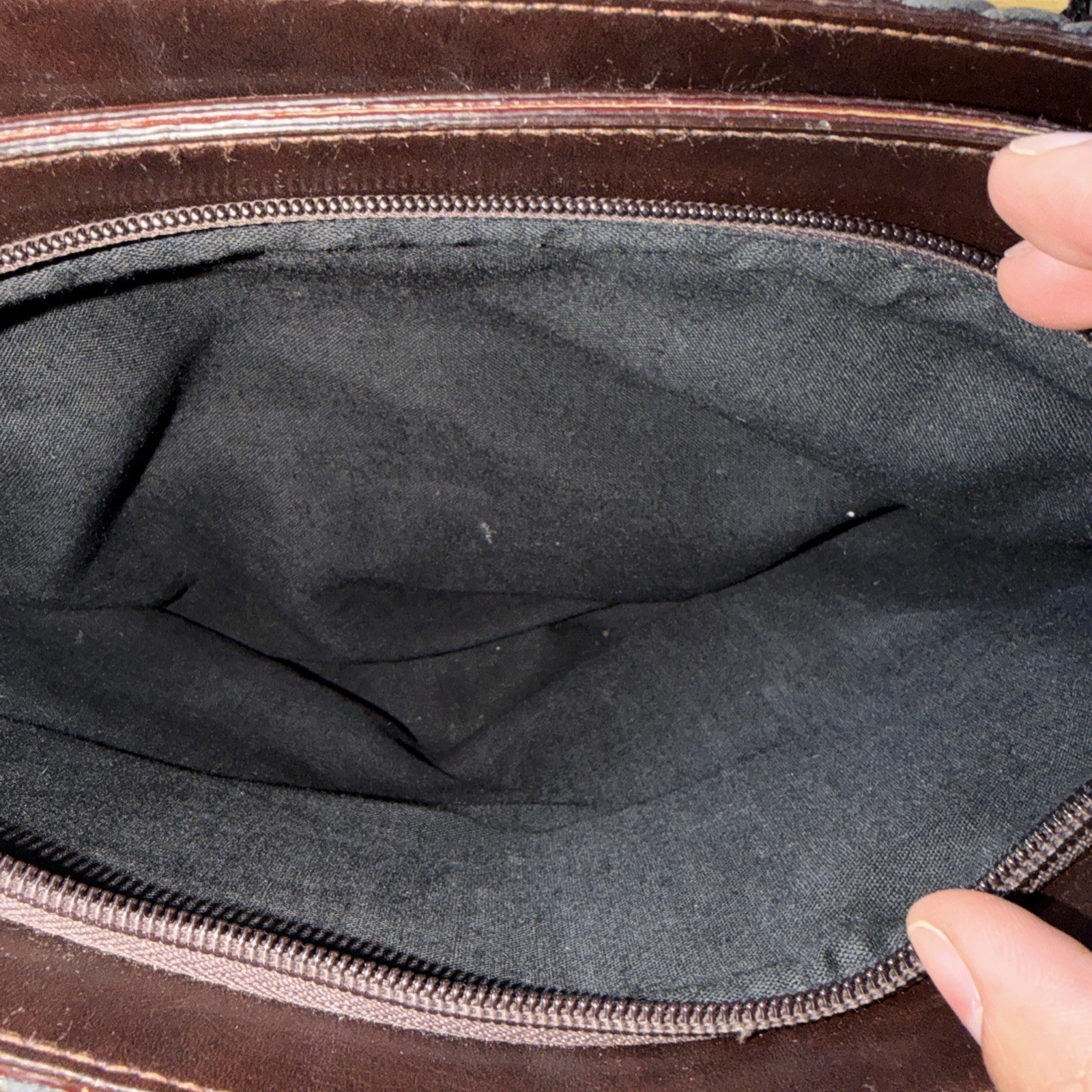 Leather Weave Patchwork Dark Brown Handbag Purse … - image 4