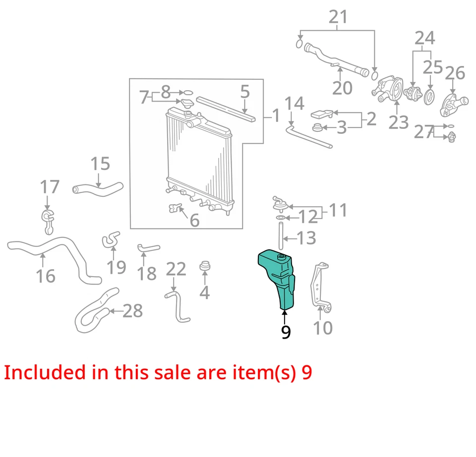 Honda Civic 2000 botella de desbordamiento de refrigerante OEM 100 k millas - LKQ365494147 Foto 4 de 4