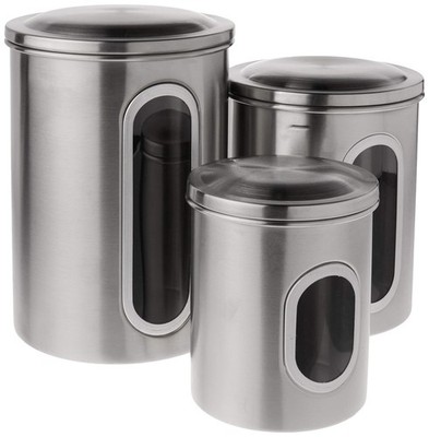 Fox Run 6103 Canister Set, Stainless Steel, 5.75 x 6 x 8.5 inches, Metallic 