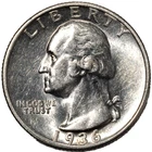 1936-S Washington Silver Quarter 25c San Francisco Uncirculated AU/BU+