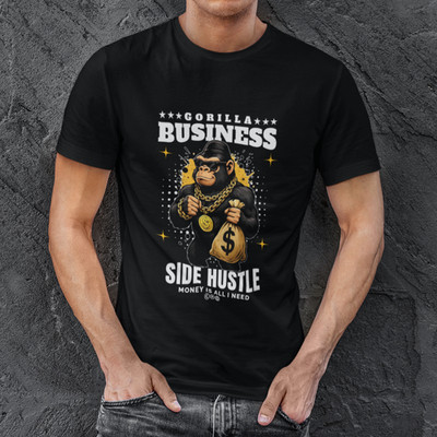 Gorilla T Shirt Herren Schwarz S 4 XL Baumwolle Rundhals Kurzarm, Monkey Print