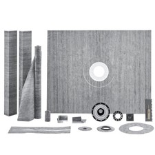 Shower Curb Kit, 60"x48" Shower Pan Kit with 2" PVC Central Flange, Waterproof M