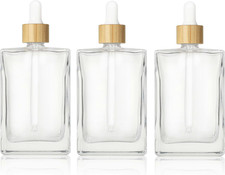 3 Flaconi Contagocce Vuoti Da 100 Ml, Vuoti, in Vetro Trasparente, Piatto, Conta