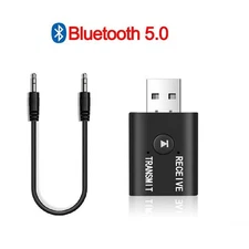 2 in 1 USB Bluetooth 5.0 Transmitter Receiver AUX Audio Adapter for TV/PC/Car