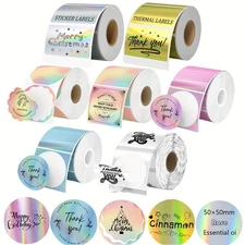 50mm Holographic Labels for Phomemo—festive, Colorful, Adhesive Fun