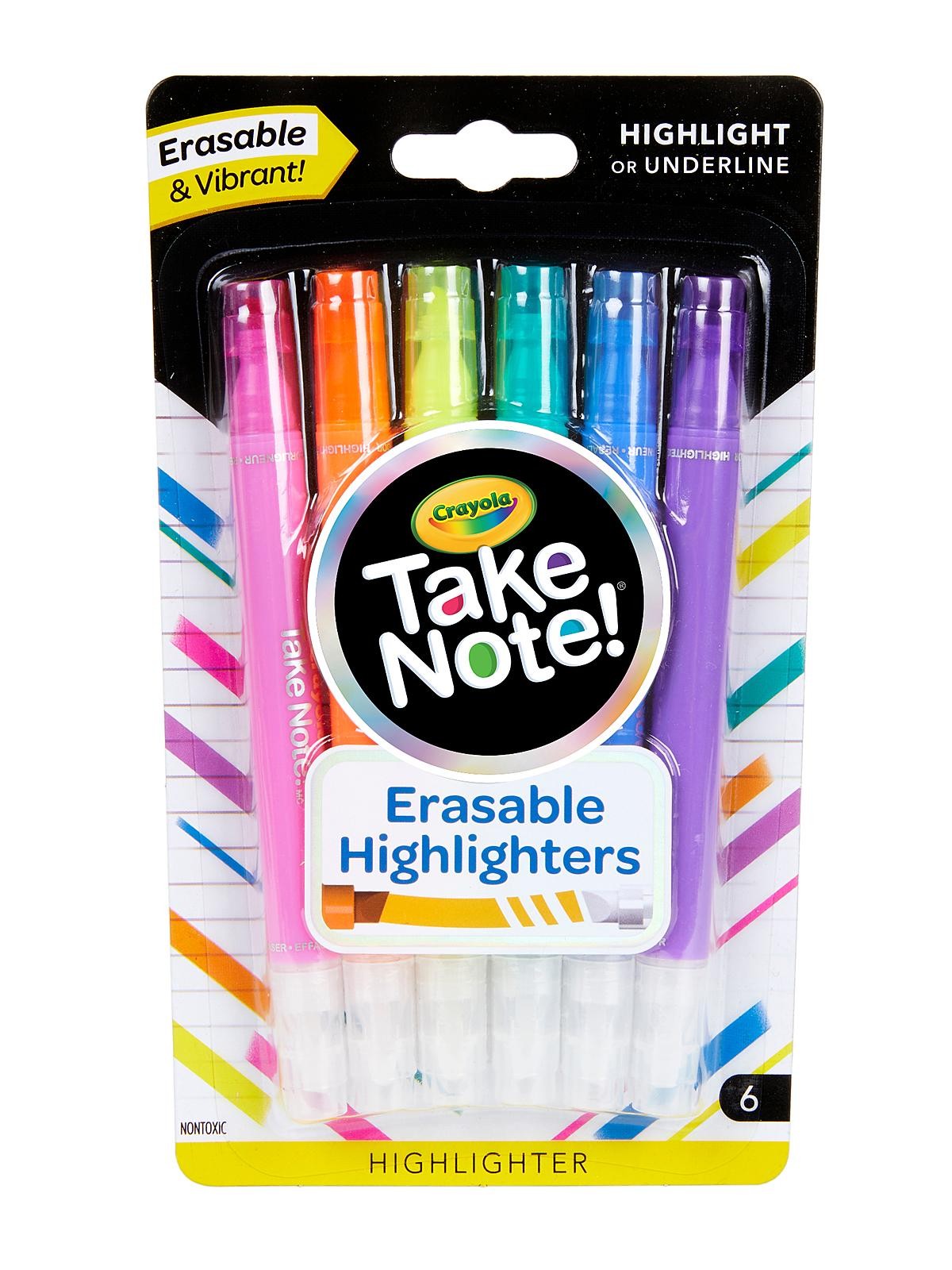 Crayola Take Note Erasable Highlighters, Chisel Tip Markers,